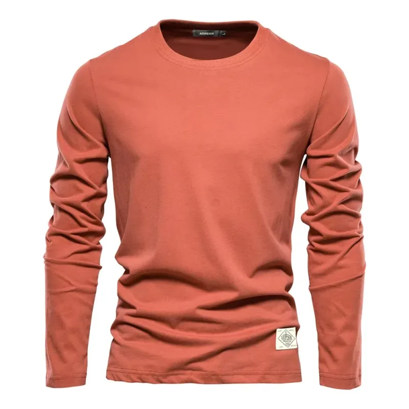 Sweat-shirt à col rond en coton pour hommes, couleur unie, décontracté, manches longues, pull ample, nouveauté, 2026