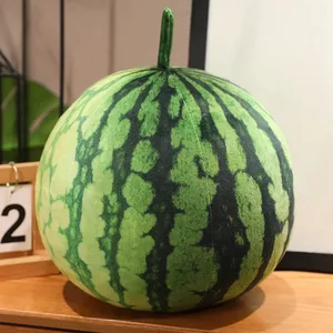 3D 仿真西瓜抱枕圓長西瓜軟毛絨玩具水果沙發墊適合家庭兒童禮物