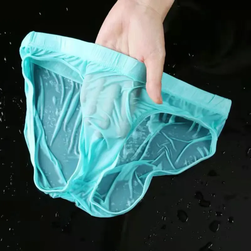 Erkekler Seksi Şeffaf Buz Ipek Külot Iç Çamaşırı Çabuk Kuruyan U Dışbükey Kese Nefes Düşük Bel Külot Yaz Soğutma