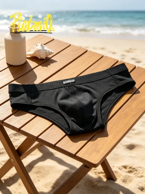 2PCS Sportliche Männer Low Rise Briefs Schwarz Stretch Schnell Trocknend Farbblock Gedruckt Breiten Bund 3D Beutel Komfort gym Herren Unterwäsche