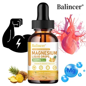 Magnesium Glycinate Liquid Drops 500mg Complex Supplement for Sleep Nerve Energy Muscle Bone Calm & Digestion 2 Fl Oz