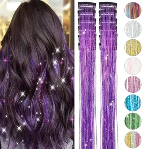 12Pcs Purple Clip in Tinsel Hair Extensi