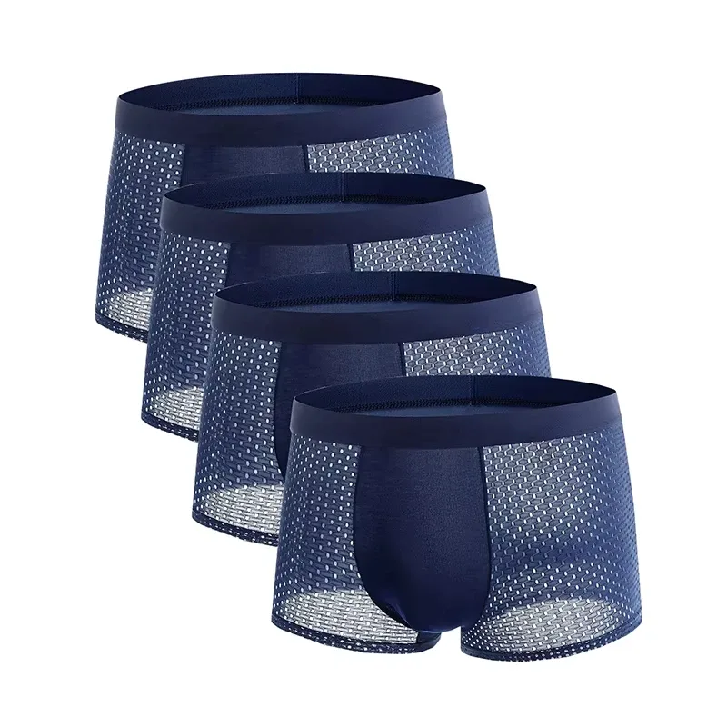 4pcs Men Boxershorts Lce Silk Mesh Men's Underwear Panties Solid Sexy Comfortabler Summer Breathable Lntimate Underpants