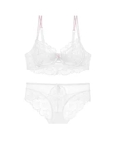 Reggiseno di pizzo ultrasottile alla moda da donna con cinturino in colore a contrasto intimo stile francese scava fuori reggiseno patchwork completo di lingerie tutti i giorni