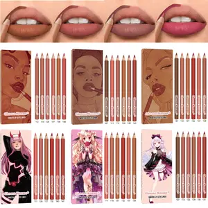 6pcs Lip Liner Pen 6 Colors Waterproof And Sweat-proof Not Easy To Fade Non-stick Cup Nude Lipstick Pencil Set Lasting Makeup