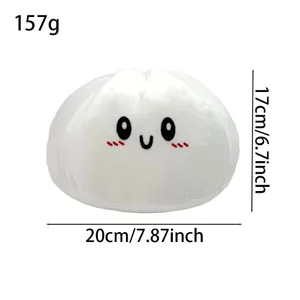Kawaii Steamed Bun Plush Pillow 20×17cm Cute Smiling Baozi Stuffed Toy Soft Food Shape Cushion Home Decor Birthday Gift para sa mga Bata