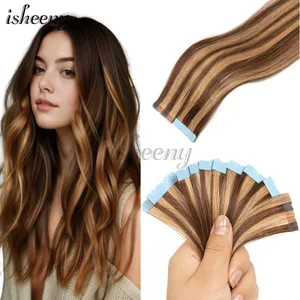 Mini Tape In Human Hair Extensions Natural Straight 10 τμχ/συσκευασία Invisible Machine Remy Hair Extensions 12-20 ίντσες ευκολοφόρετο