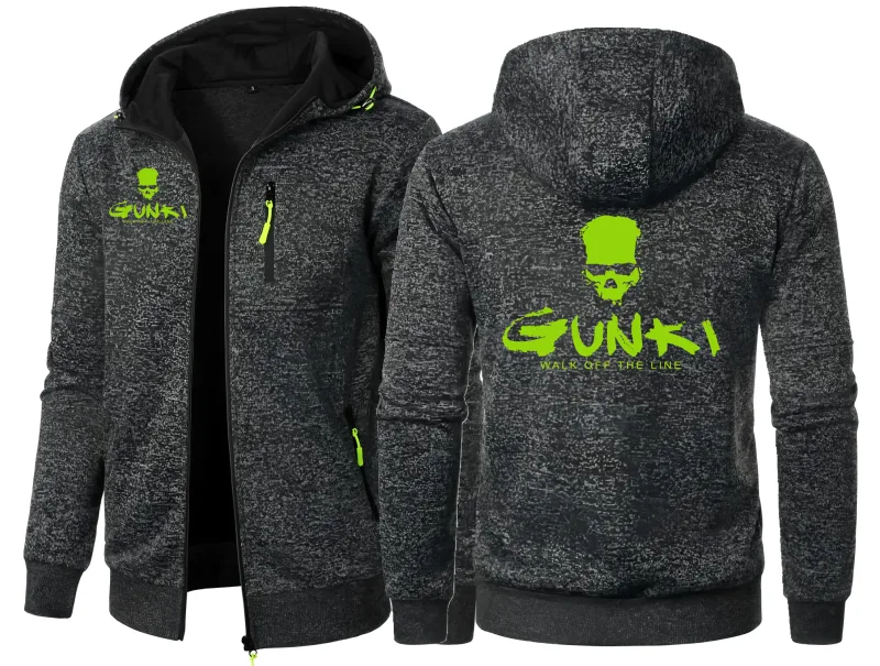 Gunki Love Fishing – manteaux à capuche pour hommes, sweat-shirt décontracté avec fermeture éclair, vêtements de sport, coupe cintrée, veste décontractée