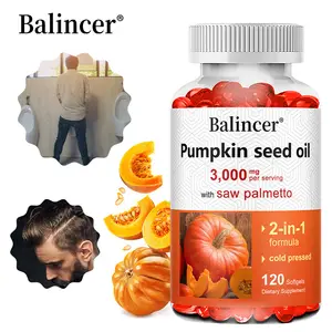 Óleo de semente de abóbora virgem 3 000 mg com Saw Palmetto rico em ácidos graxos essenciais ômega 6 e 9 suplemento de próstata e bexiga
