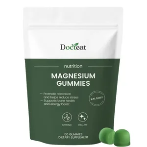 Docteat Magnesiumglycinat-Gummis 500 mg für Schlaf und Stressabbau, Knochengesundheit mit Vitamin D3, Calciumcitrat und B6, 60 Stück