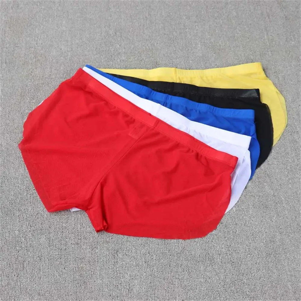 Sexy Transparent Mesh Boxers for Men Hot Male Trunk Underwear Comfortable Aro Pants Summer Casual Shorts