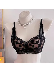 Sweet Halter Neck Bow Lace Wireless Bra Sujetador Push-up Acolchado Señoras Capas Lencería íntima para busto pequeño Tamaño 32-38 ABC