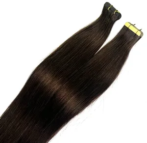 Fita em extensões de cabelo cabelo humano sem emenda invisível brasileiro marrom escuro real remy cabelo 16-24 Polegada em linha reta 100% cabelo humano para mulher