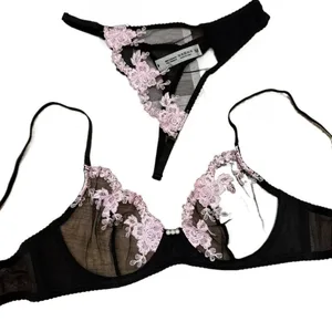 Vender Como Bolos Quentes Conjunto Sutiã Calcinha Renda Ultra Fina Bordada Mulher Push Up Sem Costura Confortável Roupa Íntima
