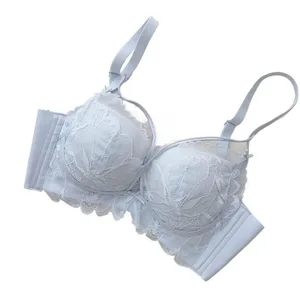 Conjunto de lencería de encaje completo de copa fina 32-38 AB francés sujetador sin aros levanta el diseño Push Up Anti Sag para mujeres sensuales de busto pequeño