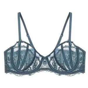 Sexy renda francesa push up sutiã conjunto feminino orelhas de coelho lingerie demi copo meio sutiã roupa interior leve verão 32-38ab conjunto de lingerie
