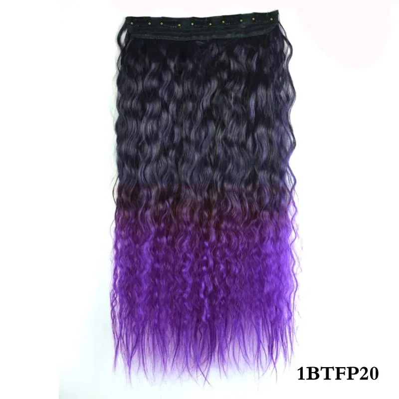 Jeedou Kinky Curly Synthetic Hair Clip in One Piece Hair Extensions for Women Blue Gradual Color Cosplay Props Hairpieces