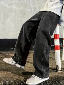 Jean multi-poches coupe régulière pour hommes, Style de rue, Denim mélangé en coton, noir, gris, Non extensible, vêtements toutes saisons, classique Desi