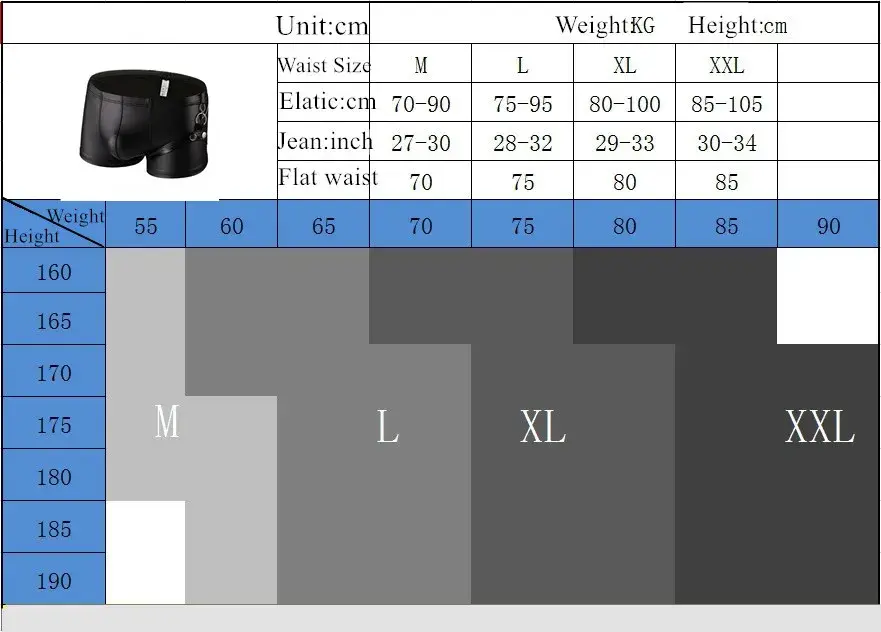 Herrenunterwäsche, schwarze Kunstleder-Boxershorts, Nachtclub-Ring-Dessous, Herren-Höschen, U-konvexer Beutel, Unterhose, Cueca Calzoncillo