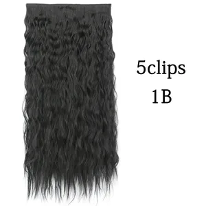 Synthetic 5 Clip In Hair Extensions Long Curly Hairstyle Hairpiece Natural Brown Black 80cm Heat Resistant Fake Hair For Women