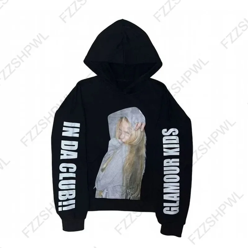 Y2K Retro estetyczna bluza z kapturem unisex luźna moda codzienna elegancki nadruk podstawowa bluza sportowa Grunge Punk hiphopowy gotycki Streetwear