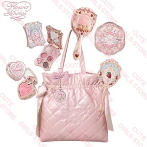 Bộ trang điểm đa năng Flower Knows Bunny Garden: Túi đeo vai màu hồng mới Bảng phấn mắt Lip Gloss Blush Bộ mỹ phẩm