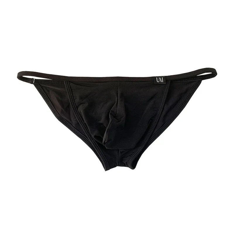 Sexiga byxor för män Ultratunn Ice Silk Kalsonger Dubbel Split Bikini Underkläder med hål Personlig U-Konvex Design Trosor