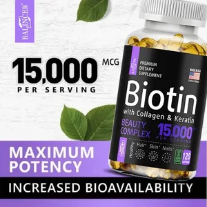 Suplement de biotina - 15 000 mcg amb vitamines de col·lagen i queratina Cabells brillants Pell i ungles Salut de les articulacions 30/60/120 càpsules