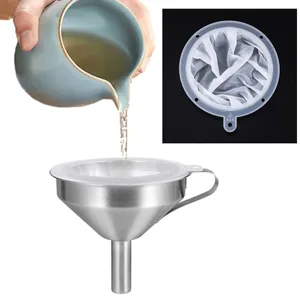 13/15CM 100-450 Mesh Nylon Filter Hindi kinakalawang na asero Funnel At Gatas ng Prutas Tradisyunal na Chinese Medicine Langis White Wine Pinakuluang Tubig