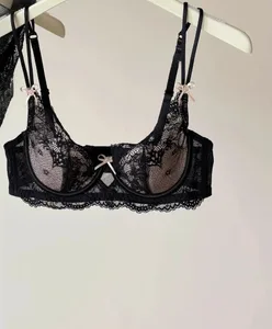 Sutiã minimizador feminino estilo francês, conjunto de lingerie sexy, suporte de peito grande, meia xícara, arame macio, anti-flacidez, conforto, sutiãs finos