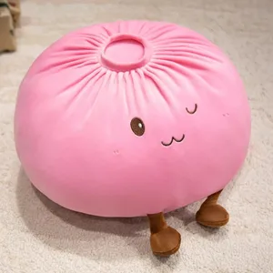 Super Soft Plush Material Steamed Bun Plush Pillow Fluffy Comfortable PP Cotton Filled Food Hugis Yakap Pillow Stress Relief