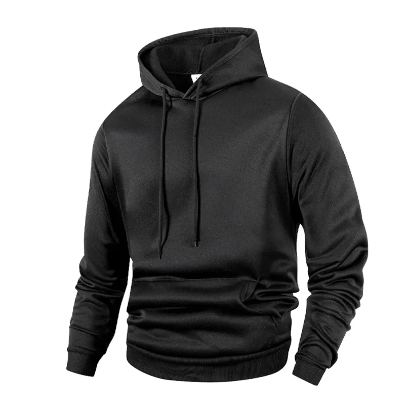 Herre Casual Thicken Hættetrøjer Efterår Vinter Langærmet Pullover Mode Løs Ensfarvet Sweatshirt Forår Varm Udendørs Hættetrøje