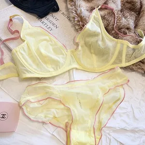 Sofisticado francês minimizador sutiã underwire suporte triângulo copos não acolchoado malha lingerie conjunto para grande busto moyisu conjunto de calcinha