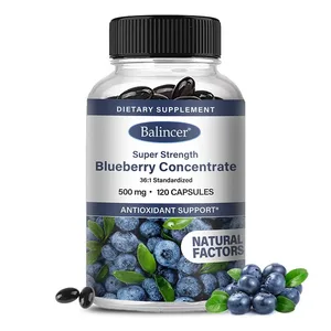 Kapsul Blueberry - 500 Mg Baik untuk Kesihatan Otak Jantung Penjagaan Mata Antioksidan Menggalakkan Kulit Licin- 120 Kapsul