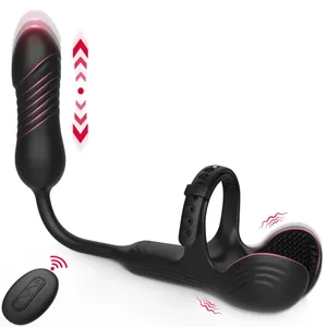 Pagtulak ng Anal Plug Vibrator Male Prostate Massager Remote Control Cock Ring Testicle Taint Stimulator Sex Toys para sa Mga Lalaking Mag-asawa