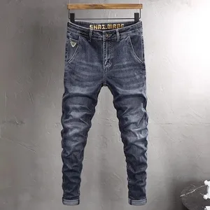 Efterår og forår ren farve amerikansk vintage jeans med lige ben til mænd Casual Sport Komfortable højkvalitets denimbukser