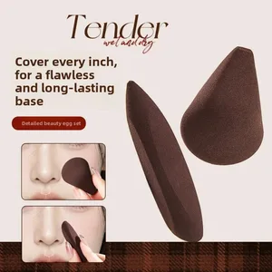 2 kpl Finger Shape Meikkisieni Setti Pehmeä uudelleenkäytettävä kosmeettinen puffaus meikkivoidetta varten Highlighter Concealer Blending kasvojen muotoon