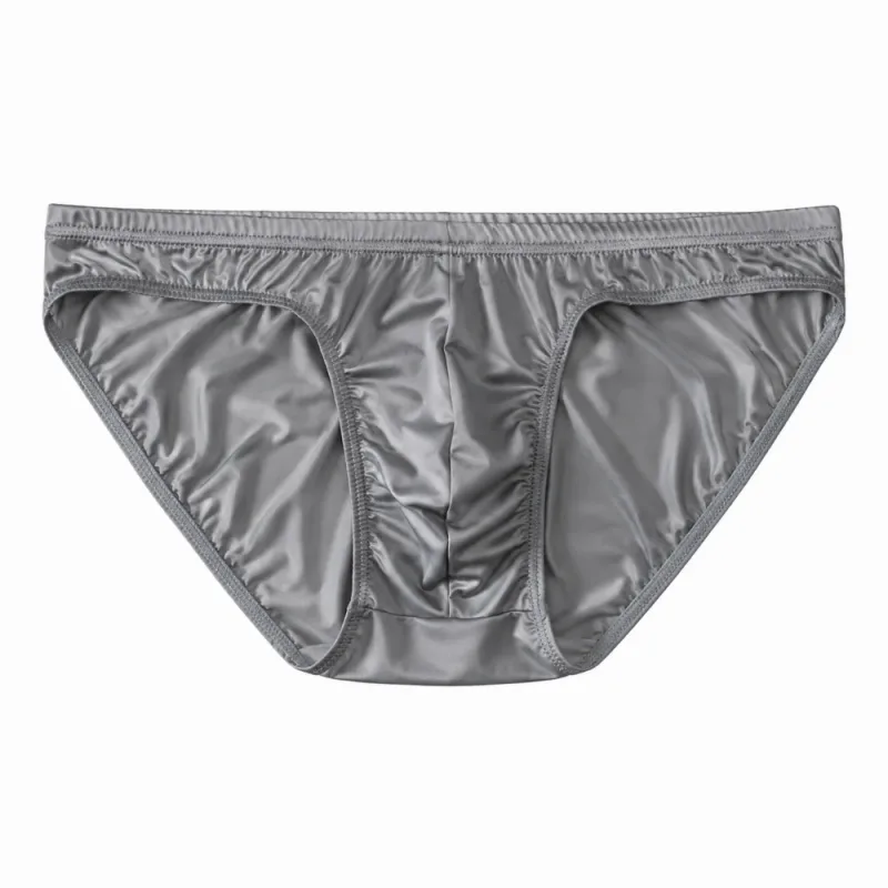 Intimo da uomo liscio e fresco Vita bassa Custodia rigonfia Slip in seta ghiacciata Lingerie Mutandine in raso di seta traspirante Routine quotidiana