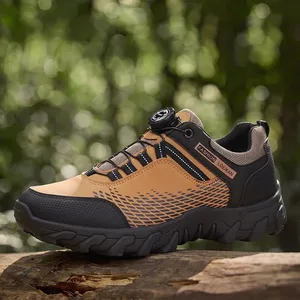 Tênis casuais masculinos fivela rotativa renda rápida malha retalhos grosso antiderrapante sola moda diária sapatos masculinos