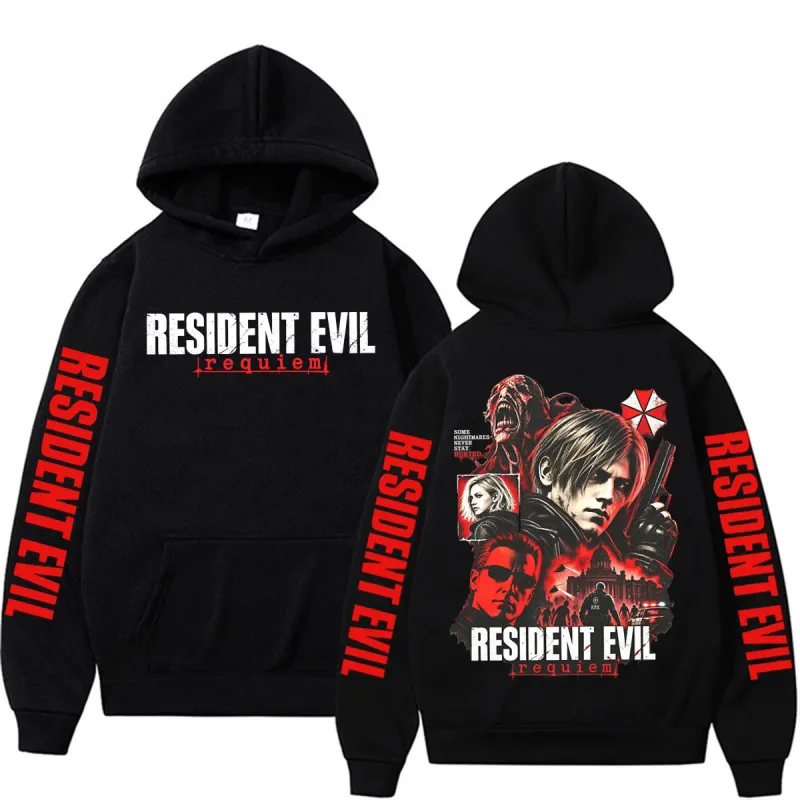 Leon Kennedy Resident Evil Requiem Merchandise Kaus Pria Wanita Kasual Kualitas Tinggi Bulu Hoodie Harajuku Klasik Gothic Hoodies