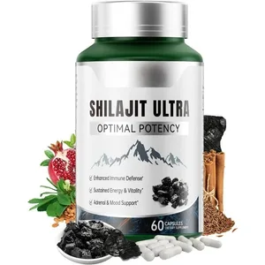Shilajit Ultra con L-Arginina per energia naturale e vitalità 60 capsule Integratore antiossidante per resistenza e resistenza non OGM