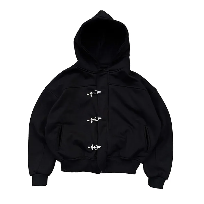 Gothic punk grunge Y2K unisex bluza z kapturem 2025 nowa jesienno-zimowa szykowna bluza rozpinana amerykańska retro hip-hopowa estetyczna odzież uliczna
