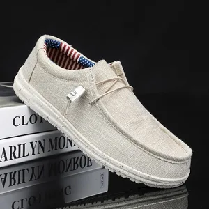 Férfi Alkalmi Cipők Slip on Farmerkék vászon cipők Kényelmes sétalapok férfinak Dude Csúszásmentes puha tornacipő Nyár
