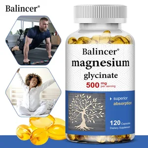 Glycinát hořečnatý 500 Mg - 30/60/120 kapslí Doplněk stravy s vysokou vstřebatelností pro spánek Zdraví srdce a svalů NON-GMO