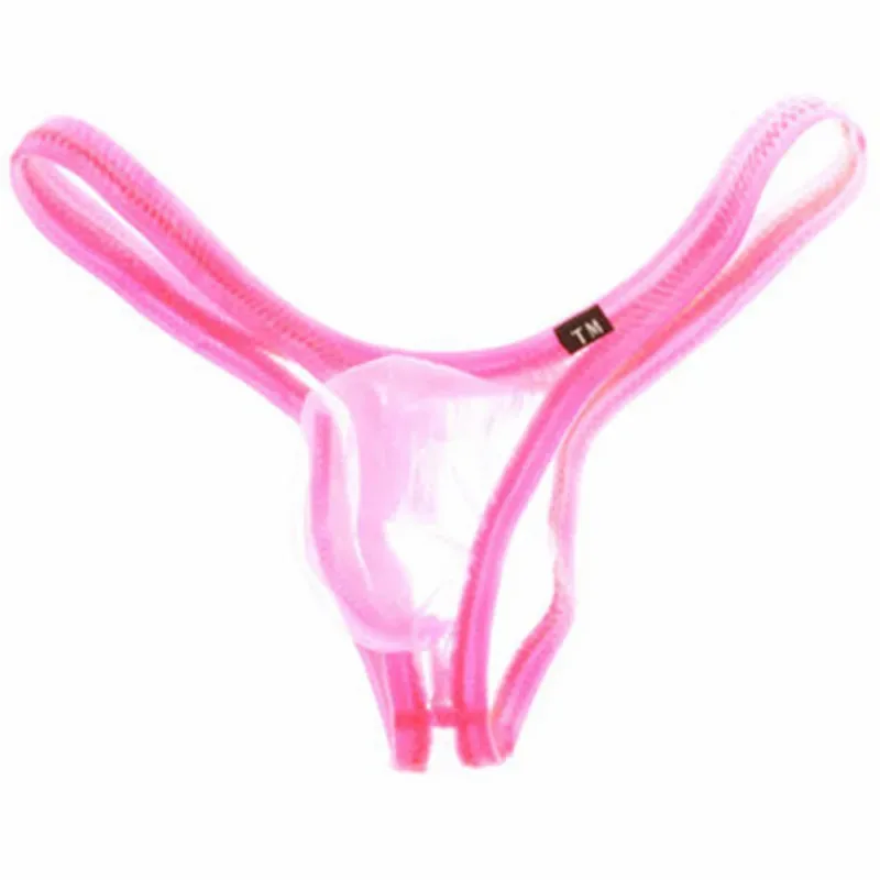 높은 탄성 남자 반짝 이는 얇은 메쉬 팬티 U 파우치 낮은 허리 대용량 주머니 삼각형 속옷