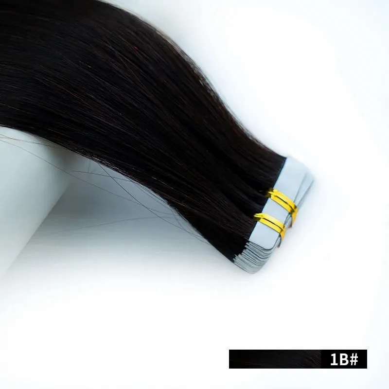 22 Inch Black Tape in Hair Extensions 100human Hair Russian Virgin 100% Remy Straight Double Drawn Tape in Extensions Human Hair
