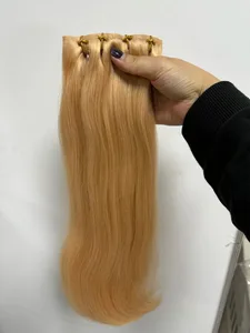 Clip-in och Tape-in ​​hårförlängning Raka clips i mänskligt hårförlängning 6st Clip in PU Virgin hårförlängningar Människohår 613