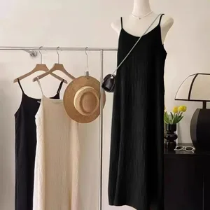 Elegante abito maxi Cami in stile francese, vestibilità ampia, lunghezza ampia, abito ampio, senza maniche, maxi abito estivo per le vacanze