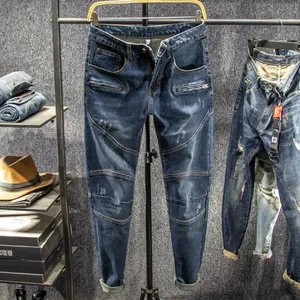 Efterår og forår mode amerikansk vintage motorcykel lige ben elastiske denimbukser til mænd Casual Sport Jeans i høj kvalitet