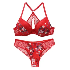 Sujetador acolchado con aros para mujer, ropa interior push-up, bragas, sujetador, lencería, conjuntos de bragas 34 36 38 40 42 44 A B C D E